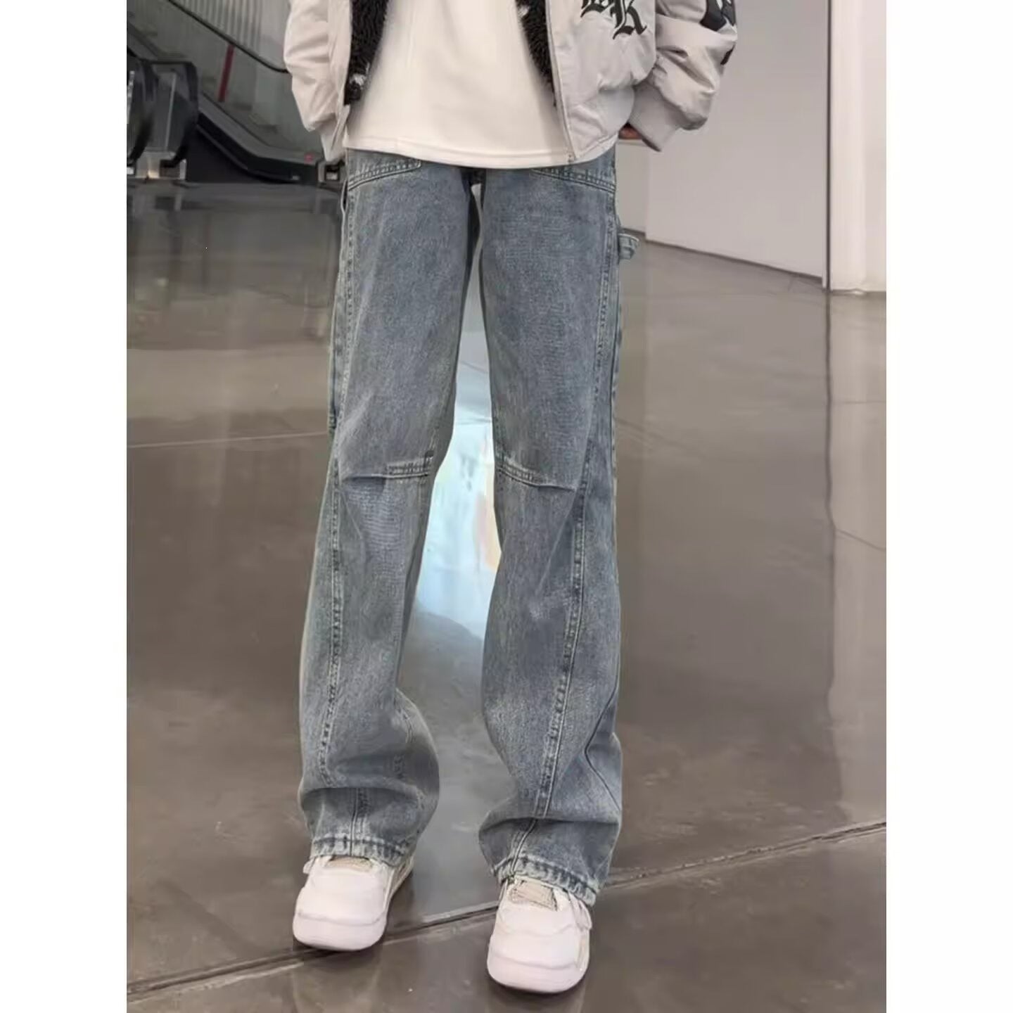 Jeans Homme Légèrement Évasés Bleu Rétro