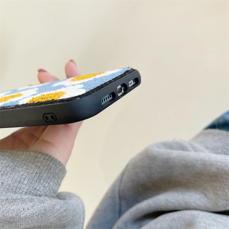 Cas de téléphone en peluche de fleurs créative et simple