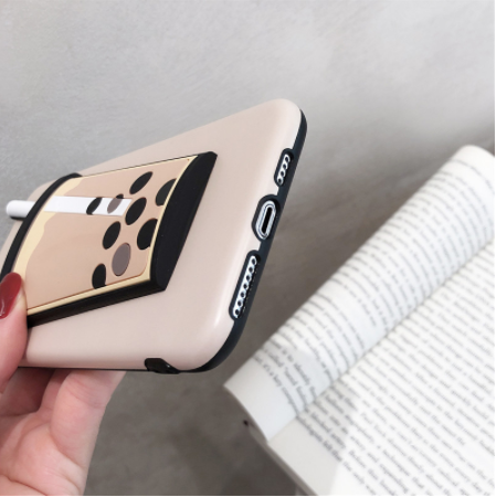Étui téléphonique en silicone pour thé au lait de perle tridimensionnel