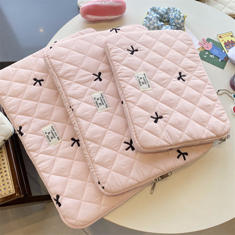 Mignon Rhombus Brodé Bow Notebook Sac de stockage