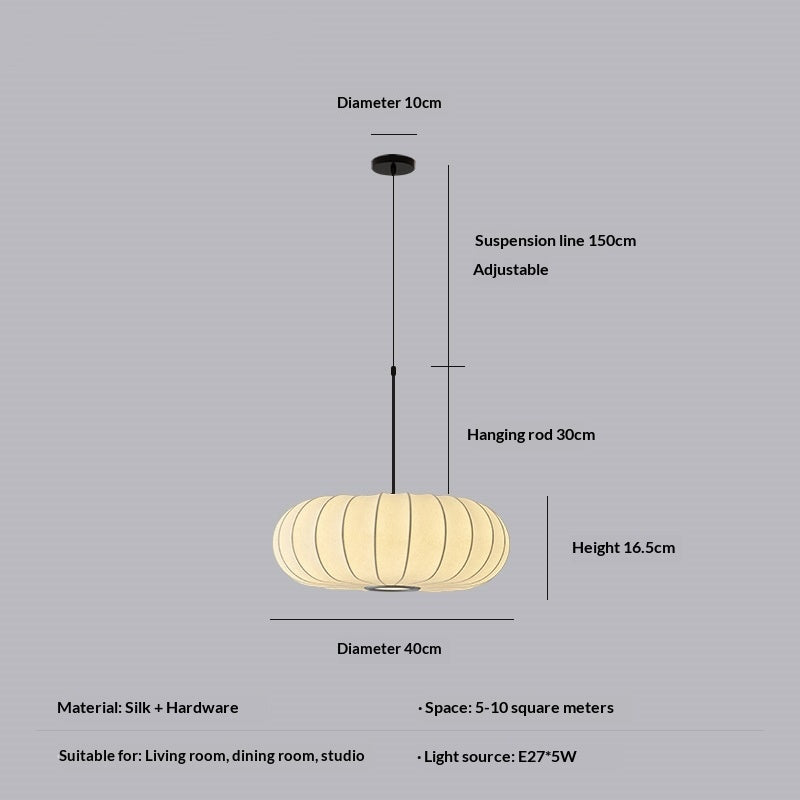 Lampe artistiqueLumière pendentif en soie et citrouille dans le style japonais Wabi-Sabi