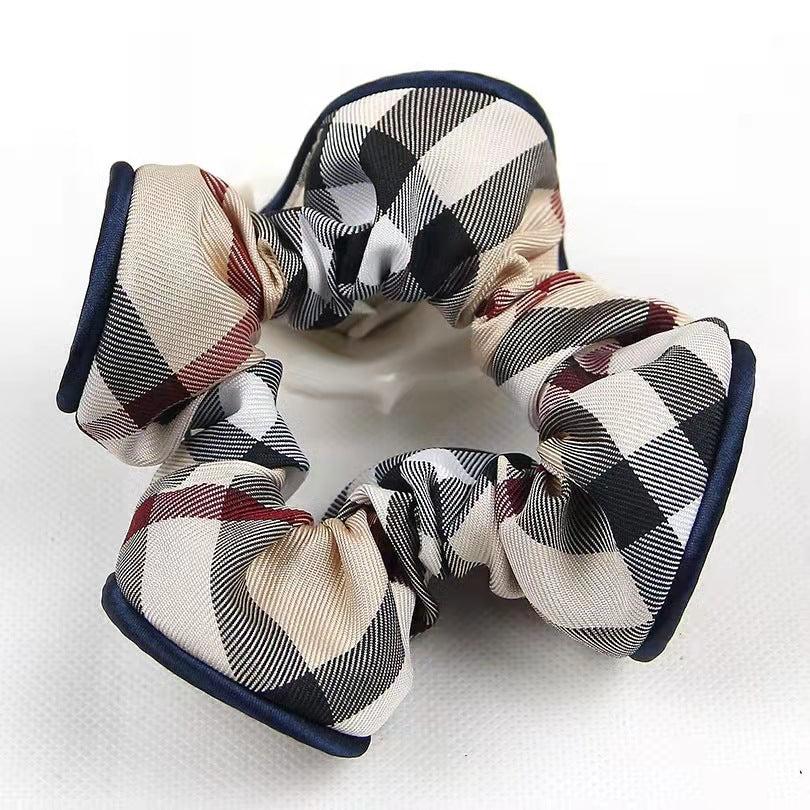 Simple Tissu Plaid Classique Grande Anneau de Cheveux Intestine I