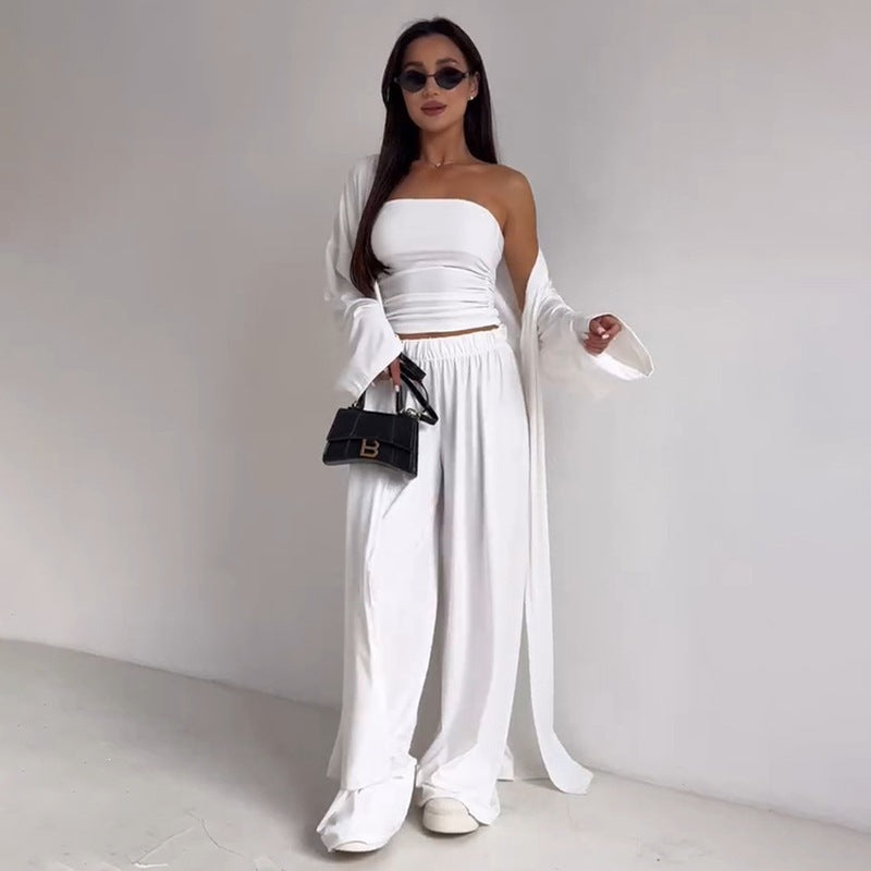 Cross Border European and American Style Women's Fashion Casual Loose Three Piece Set longue