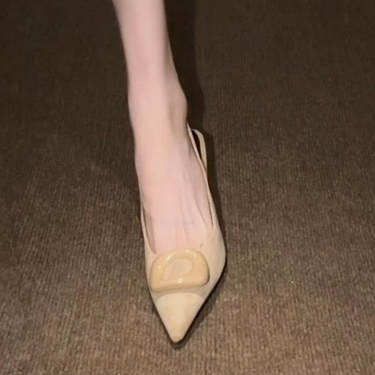 Sandales pointues du bloc jaune d'abricot pour femmes