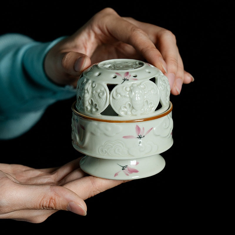 Brûleur d'encens en céramique Xiangyun orchidée à main