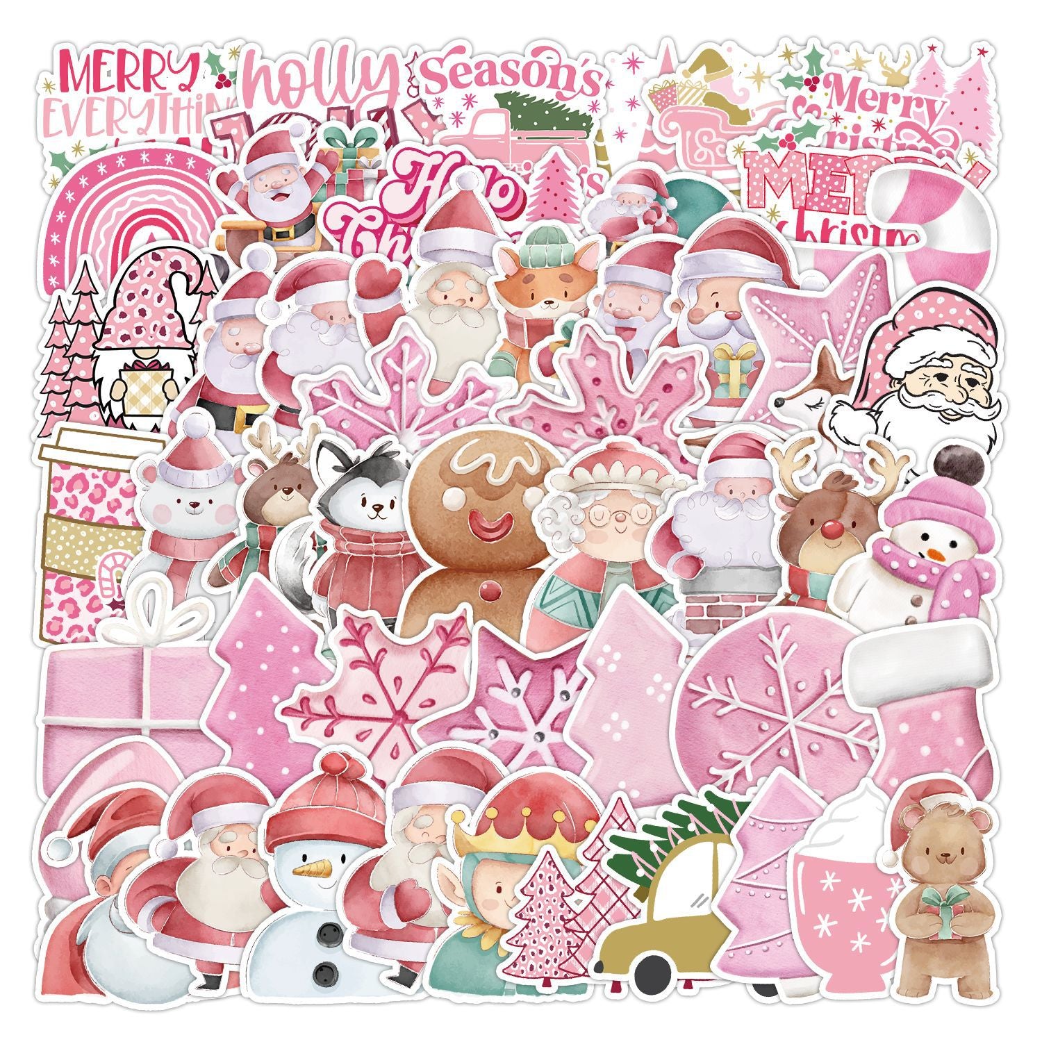 50 mignon décoration de Noël autocollant de voiture téléphone mobile ordinateur Guitar notebook étanche