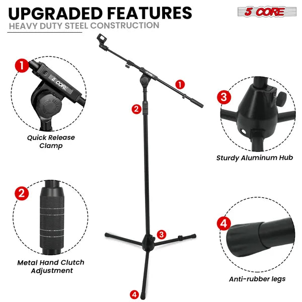 5 Support Mic Core Support Microphone réglable Sol W 180°