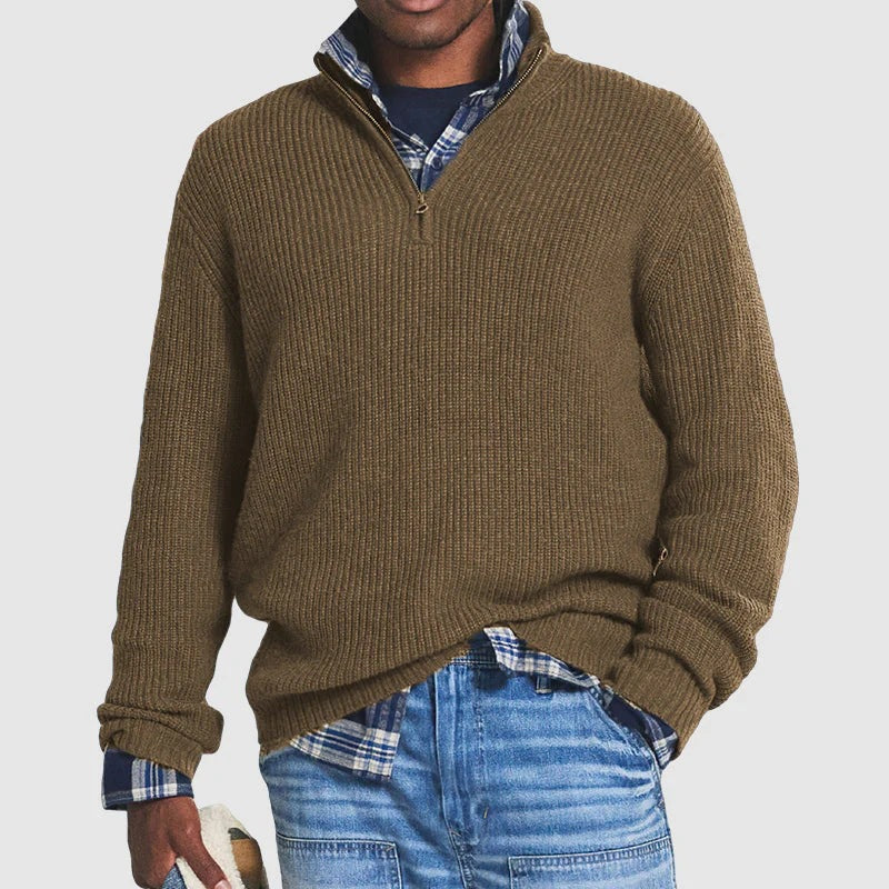 Commerce extérieur Hommes Affaires Casual Loose Zip Collar Sweater