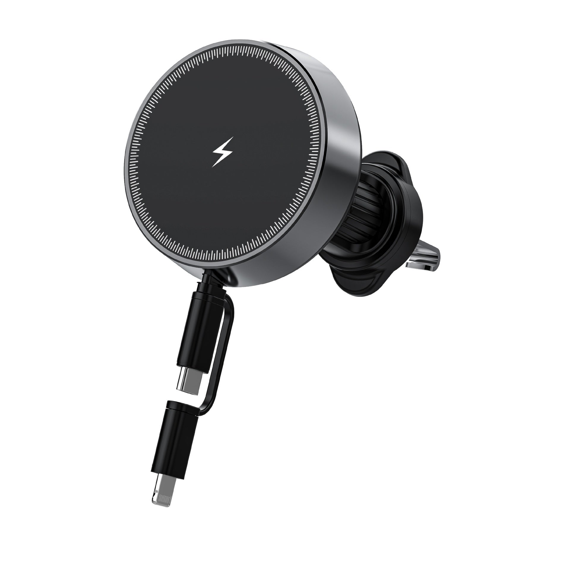 Chargeur de voiture sans fil magnétique 2-en-1 avec support de téléphone pour véhicules