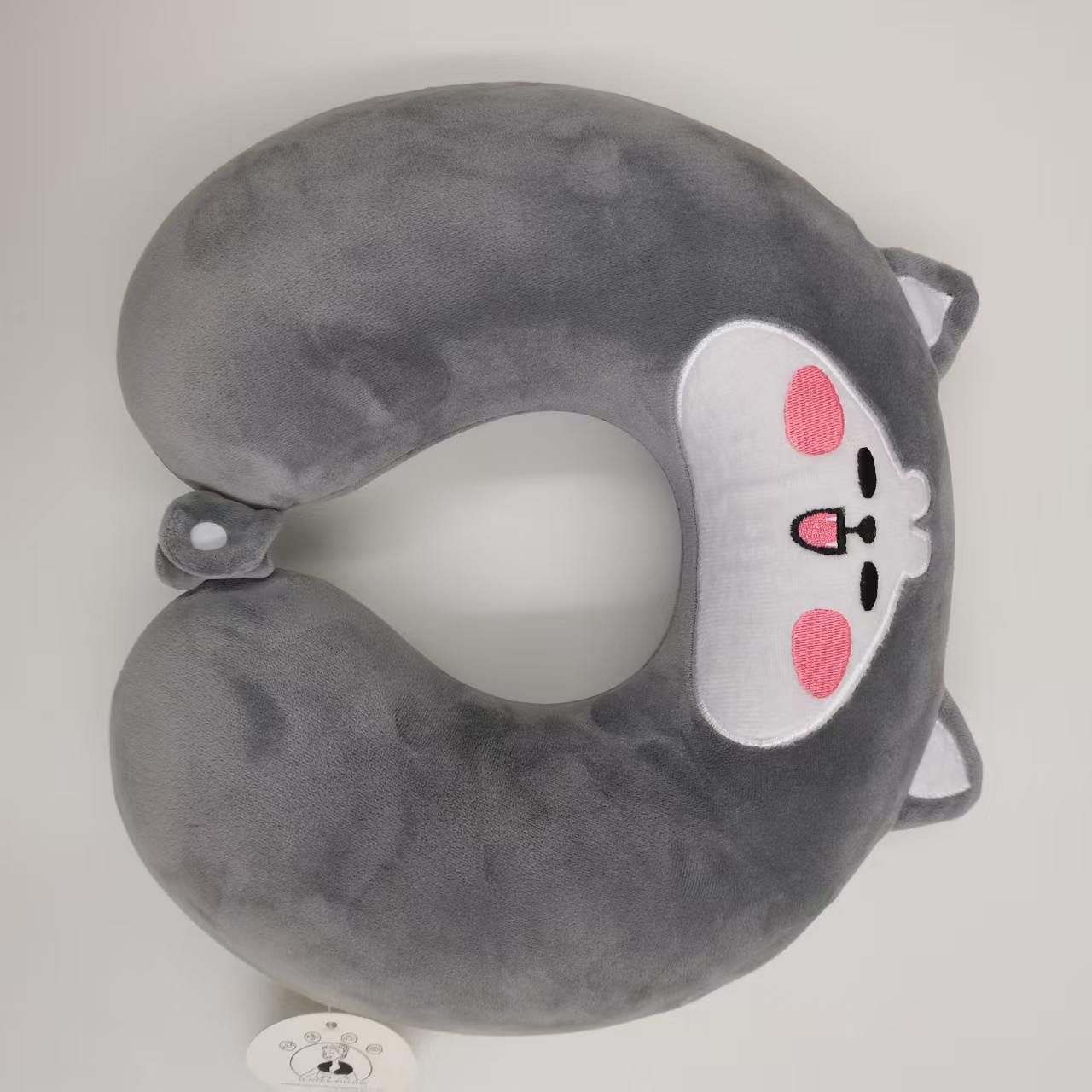 Cute Grey Cat UShaped Travel Cou Oreiller en peluche douce Support de cou Oreiller