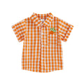Garçons De Pâques Brodé Lapin Plaid Lapel Bleu Chemise