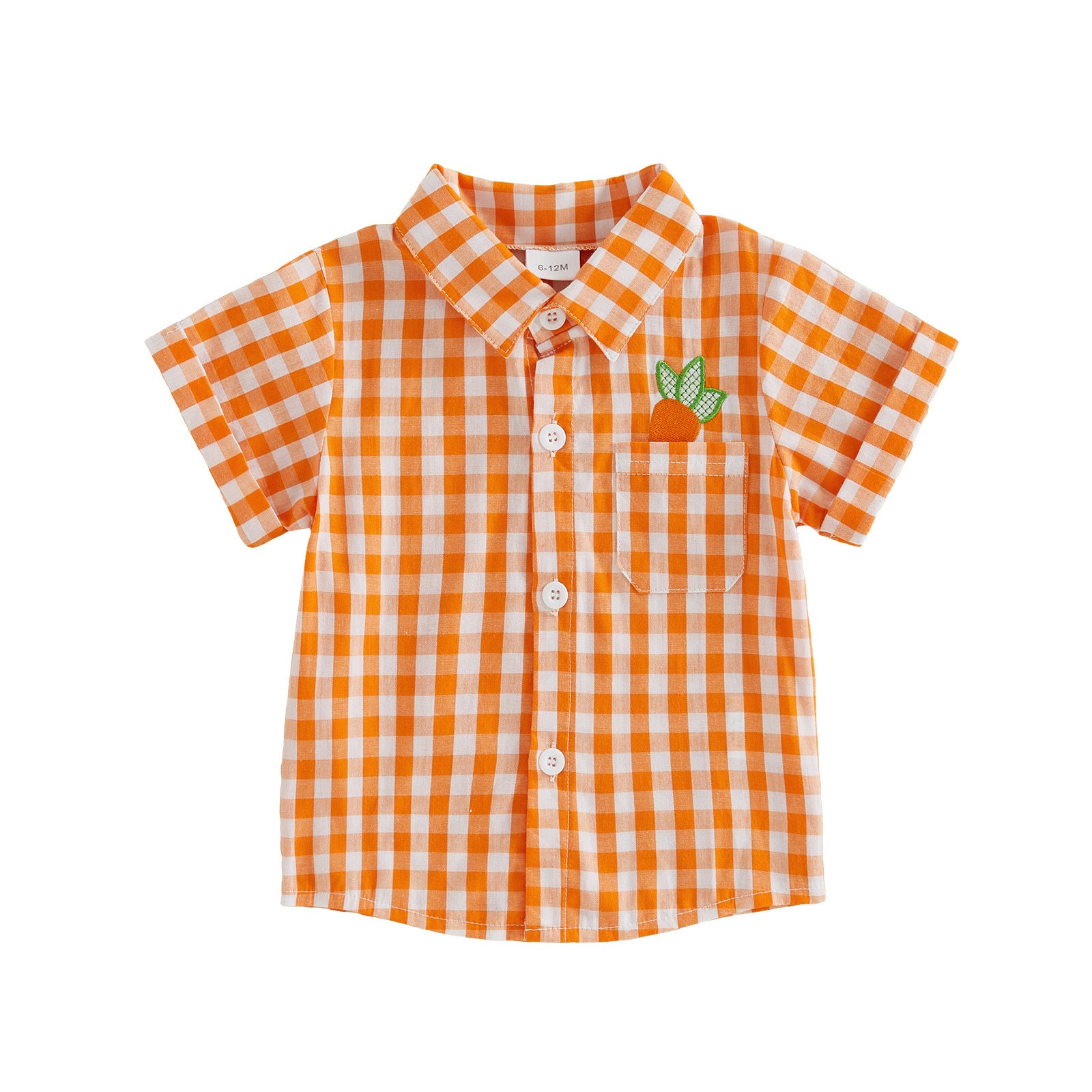 Garçons De Pâques Brodé Lapin Plaid Lapel Bleu Chemise