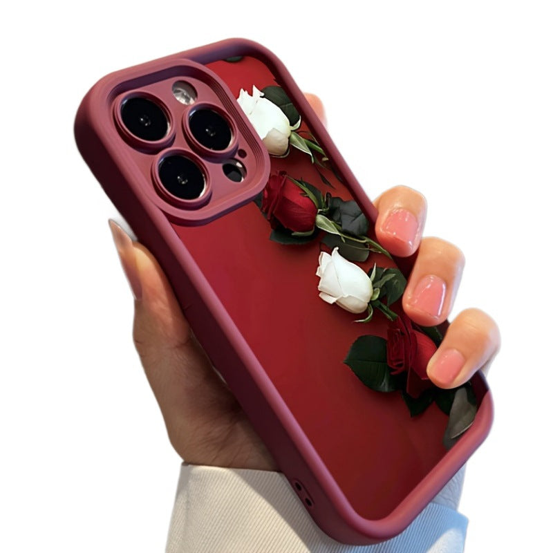 Étui de téléphone en silicone imprimé rouge rose blanc vin