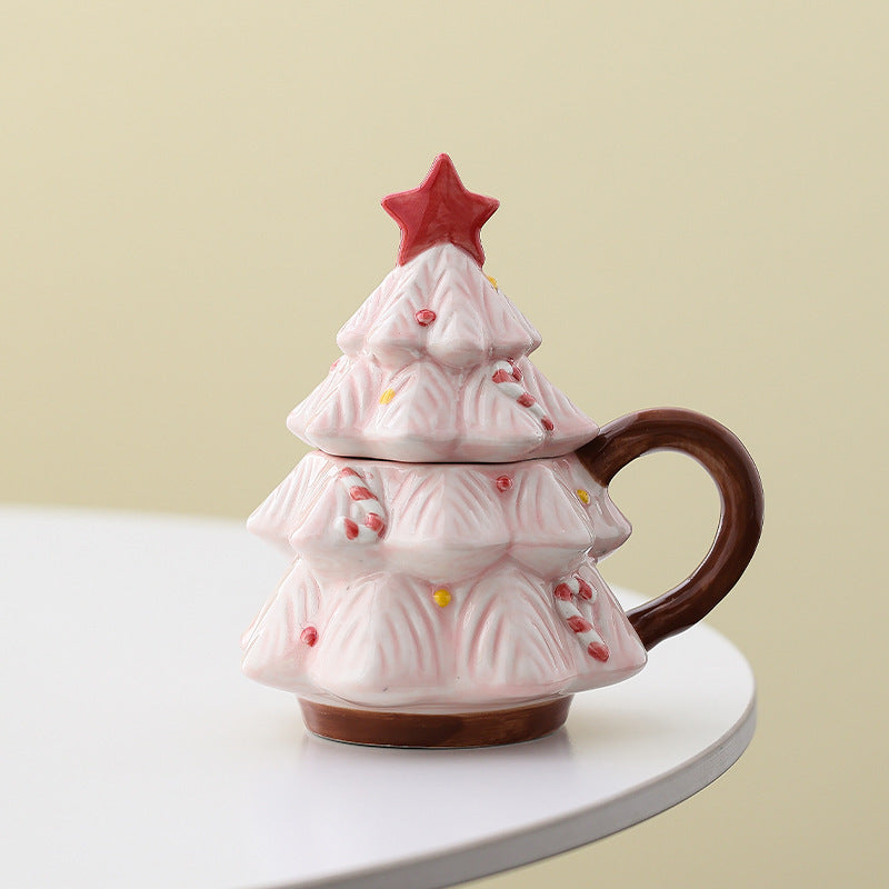 Mug en forme d'arbre de Noël en céramique - Coupe de café festive pour décoration maison et cadeau