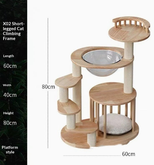 Solid Wood Space Capsule Bowl Cadre d'escalade Cat avec petit nid de chaton intégré