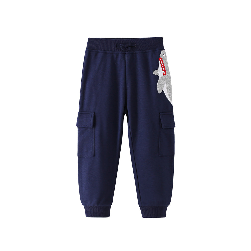 Garçons mélange de coton charrue Brodé pantalons de sport - Casual Loose Fit Joggers pour Ki