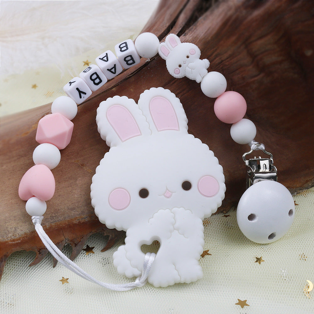 Baby Silicone Lapin Gel Dental Set Bite Comfort Pacifier Chaîne