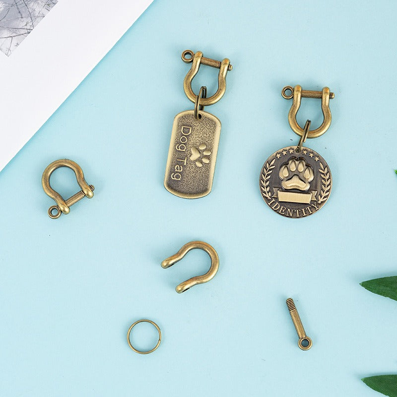 Engraved stainless steel dog ID keyring