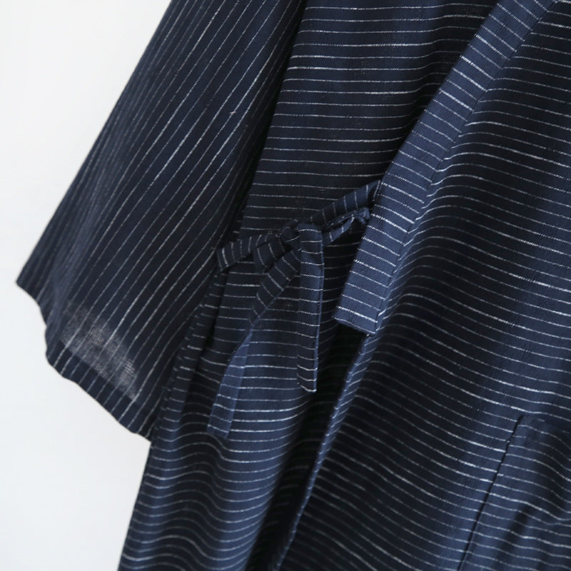 Été Jacquard Gauze coton Kimono mince maison peignoir simple