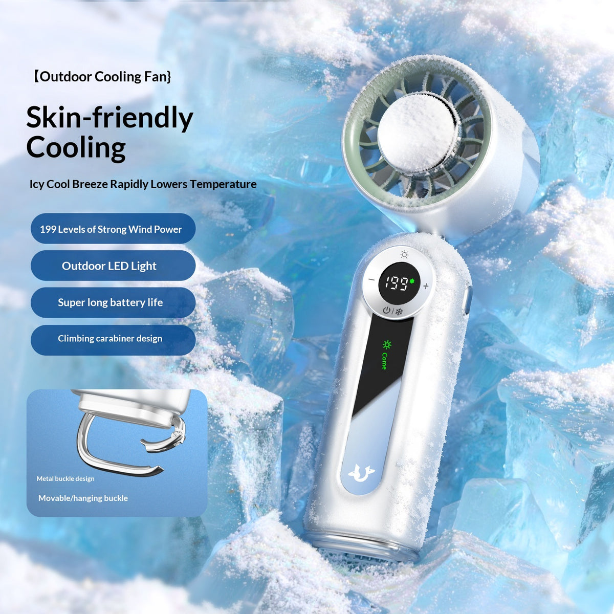 Handheld Portable Outdoor Digital Display Mini Fan