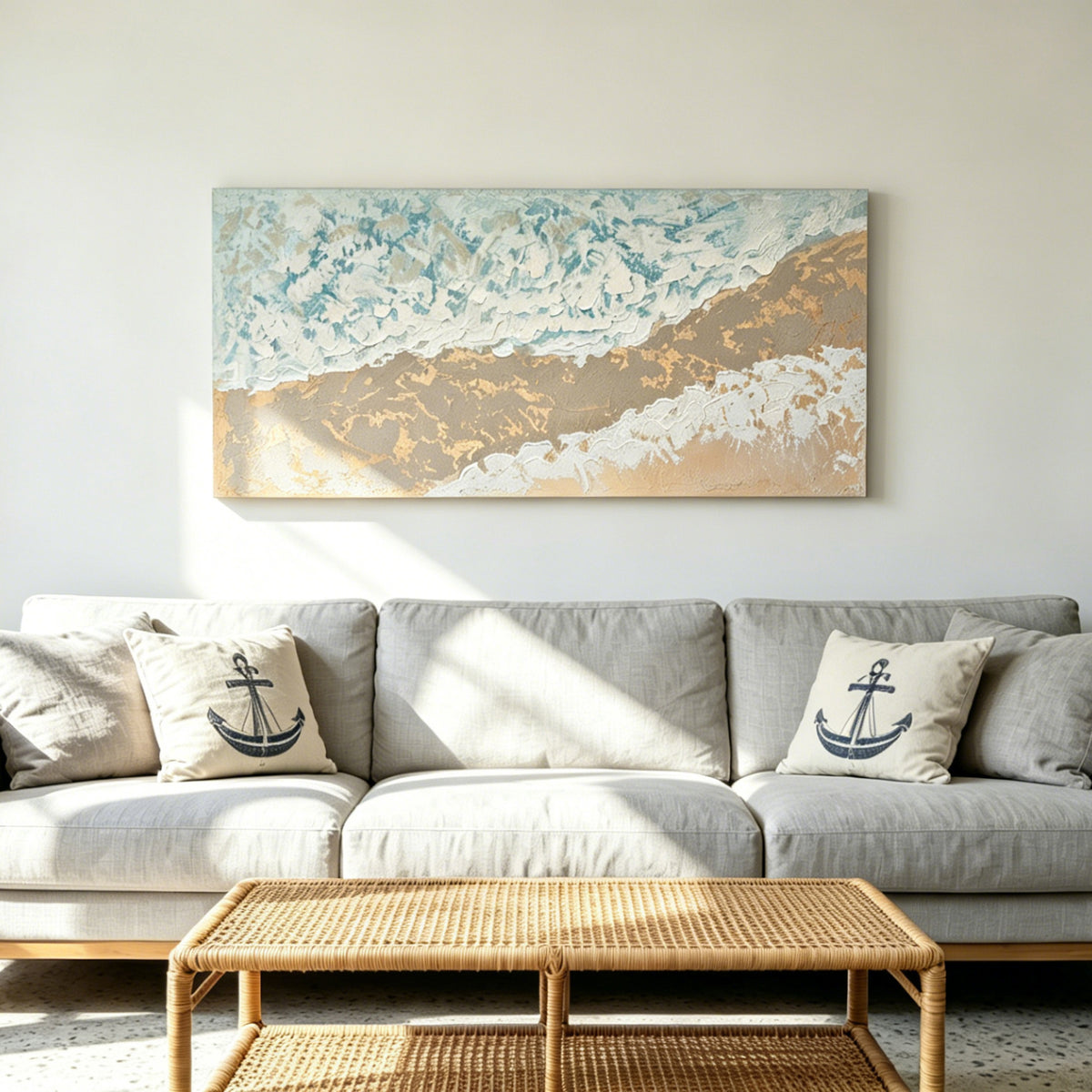 24x48 Neutre Plage Paysage Toile Wall Art