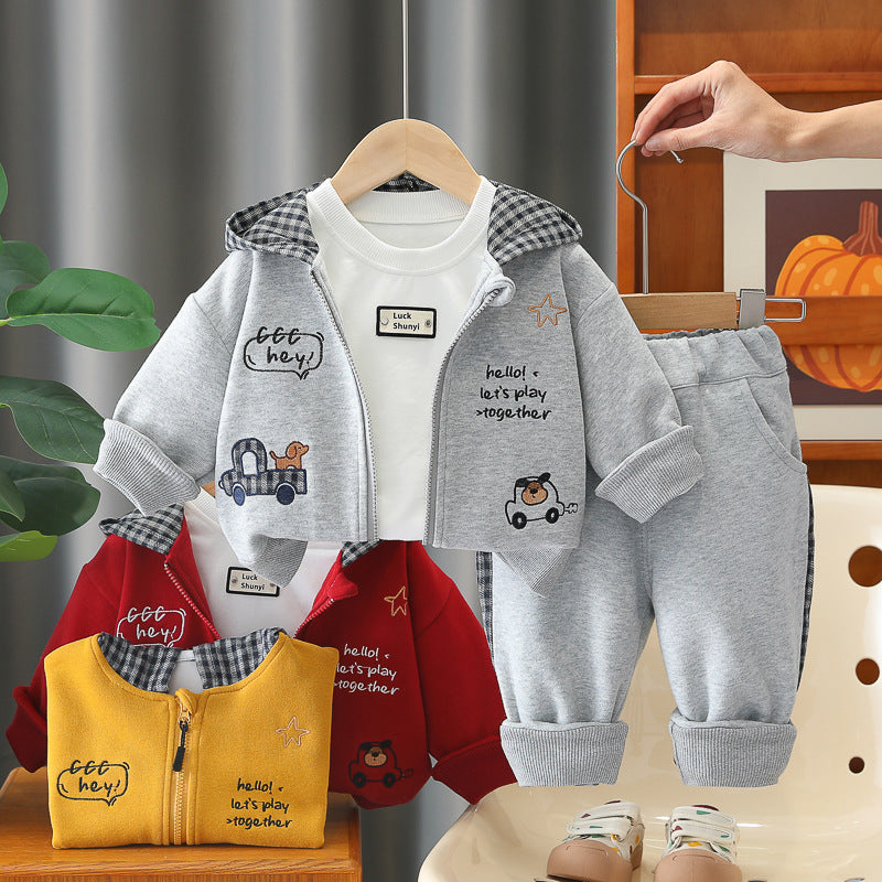 Veste à capuche élégante à trois pièces pour garçon