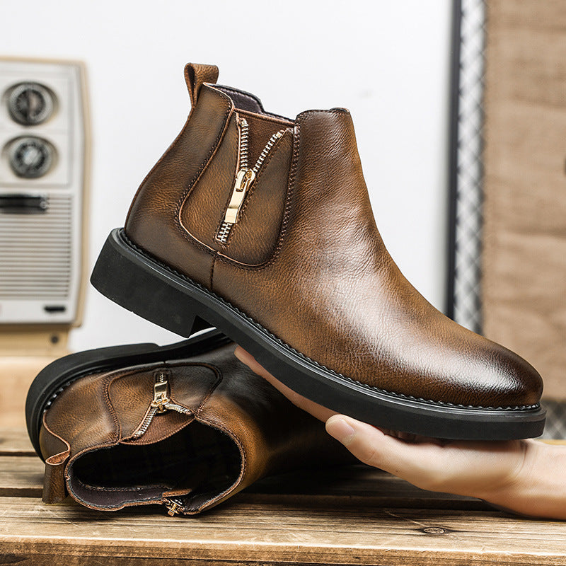 Bottes de cheville cassante haut de gamme Business Slip-on