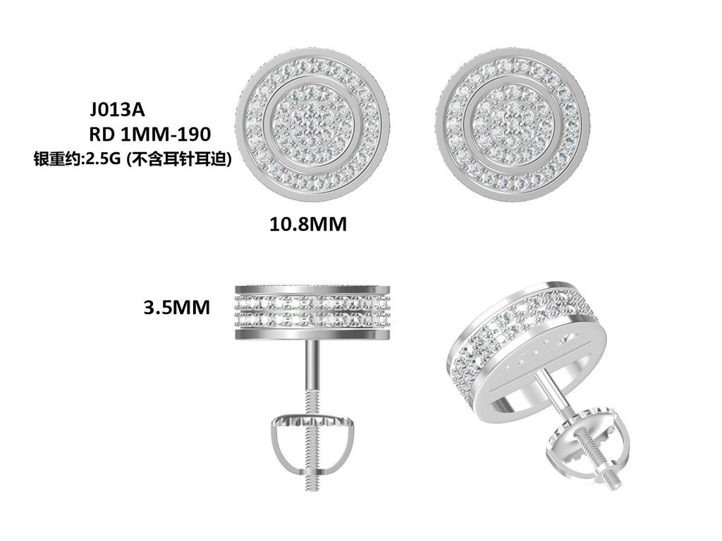 S925 Argent Sterling 190pcs D Couleur VVS1 Moissanite Double Boucles d'oreilles Halo Stud 10,8mm Vis