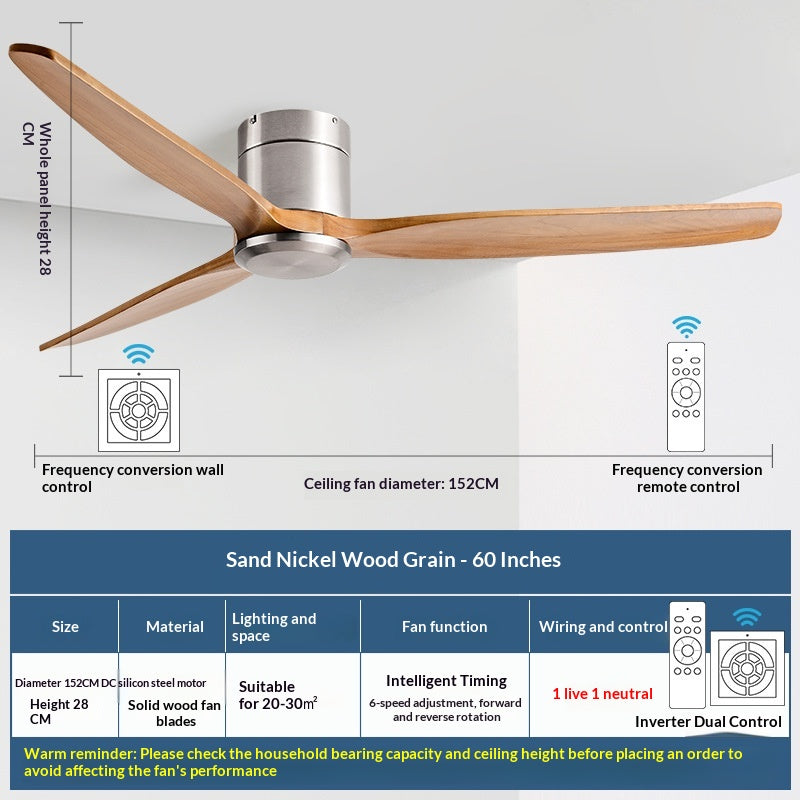 Ventilateur de plafond en bois massif nordique