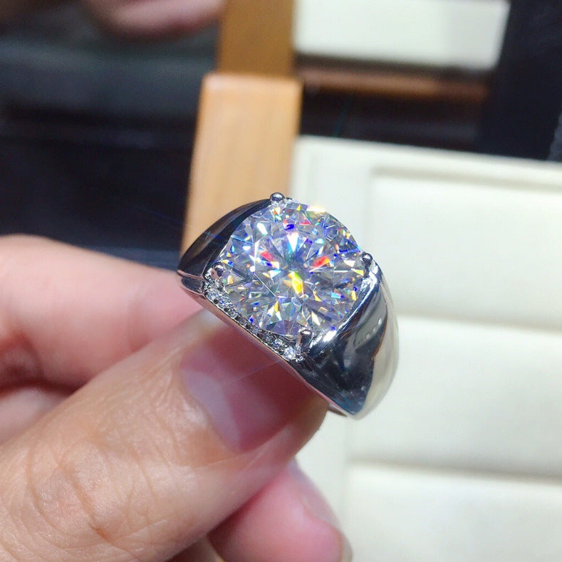 Hommes 5 Karat Huit coeurs et huit flèches plaqué PT950 Simulation Moissanite Anneau ouvert