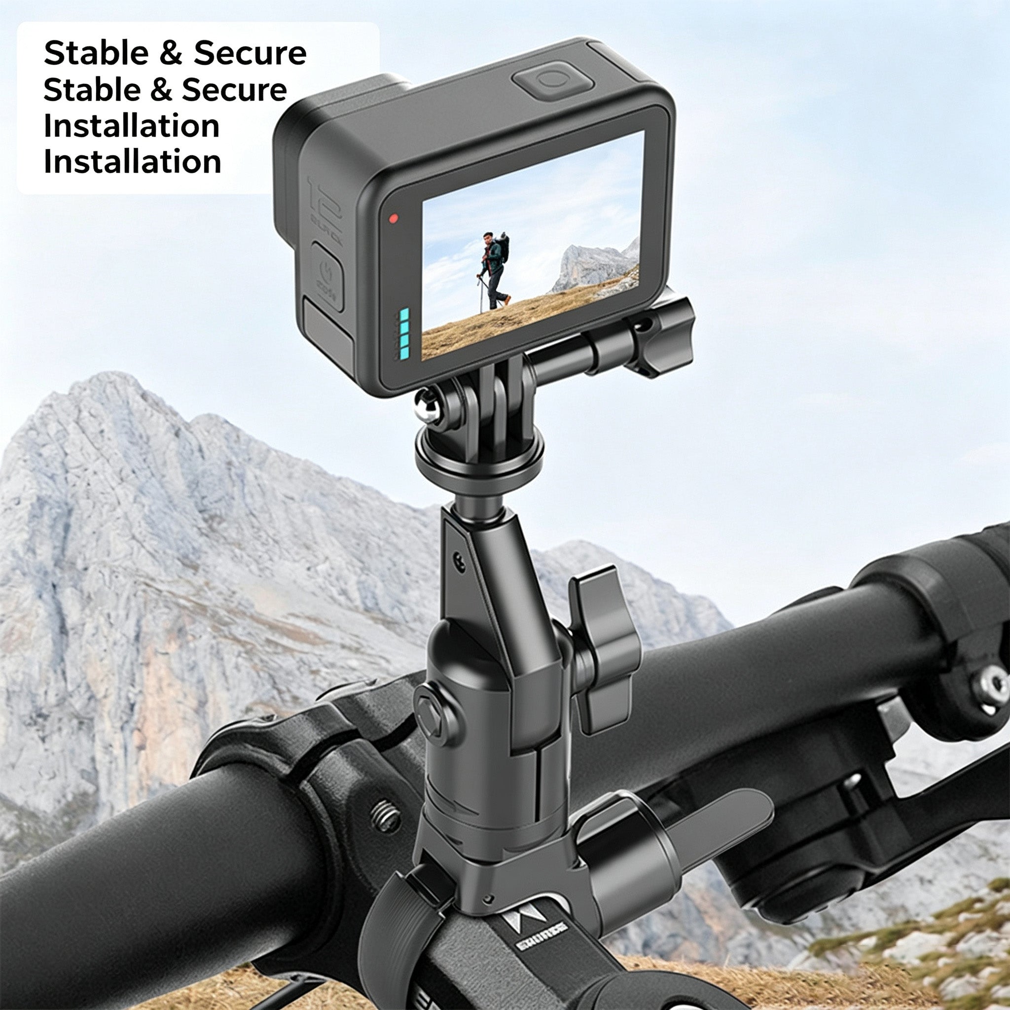 360 Support de caméra d'action pour moto E Bike Road Bike Support de poignée de vélo pour spor