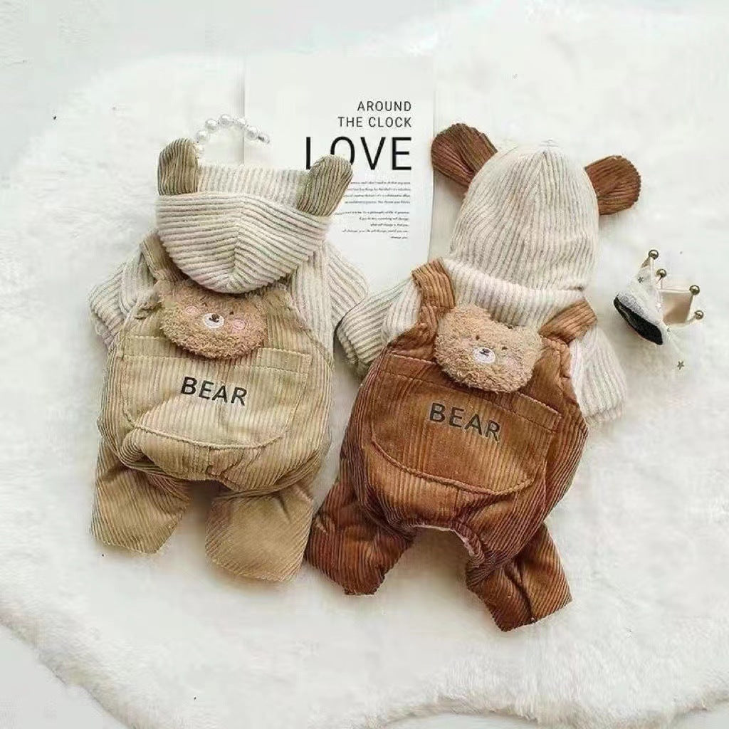 Chien-chien polaire Style épais Lait Coffee Bear Costume à quatre pattes
