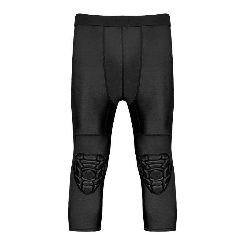 Basketball Tight Cropped Pants Knee Pad Leggings intégrés anti-collision