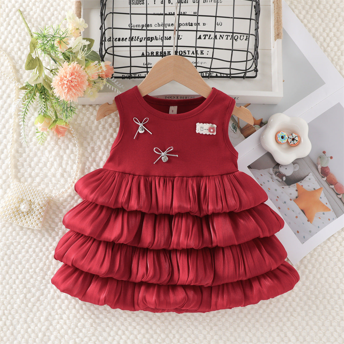 Robe de patchwork sans manches à la mode pour les filles