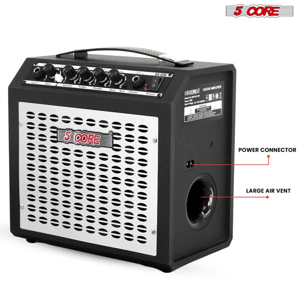 5 Amp de guitare de base 20W électrique portable mini amplificateur W construit dans 6.5" Haut-parleur Aux Headpho