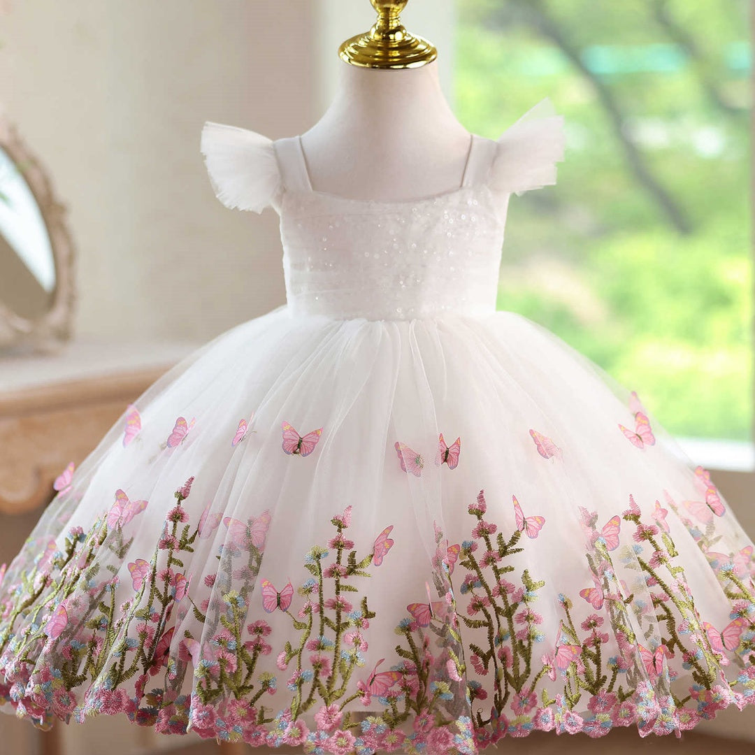 Style coréen Robe à papillon en trois dimensions Tulle pour filles