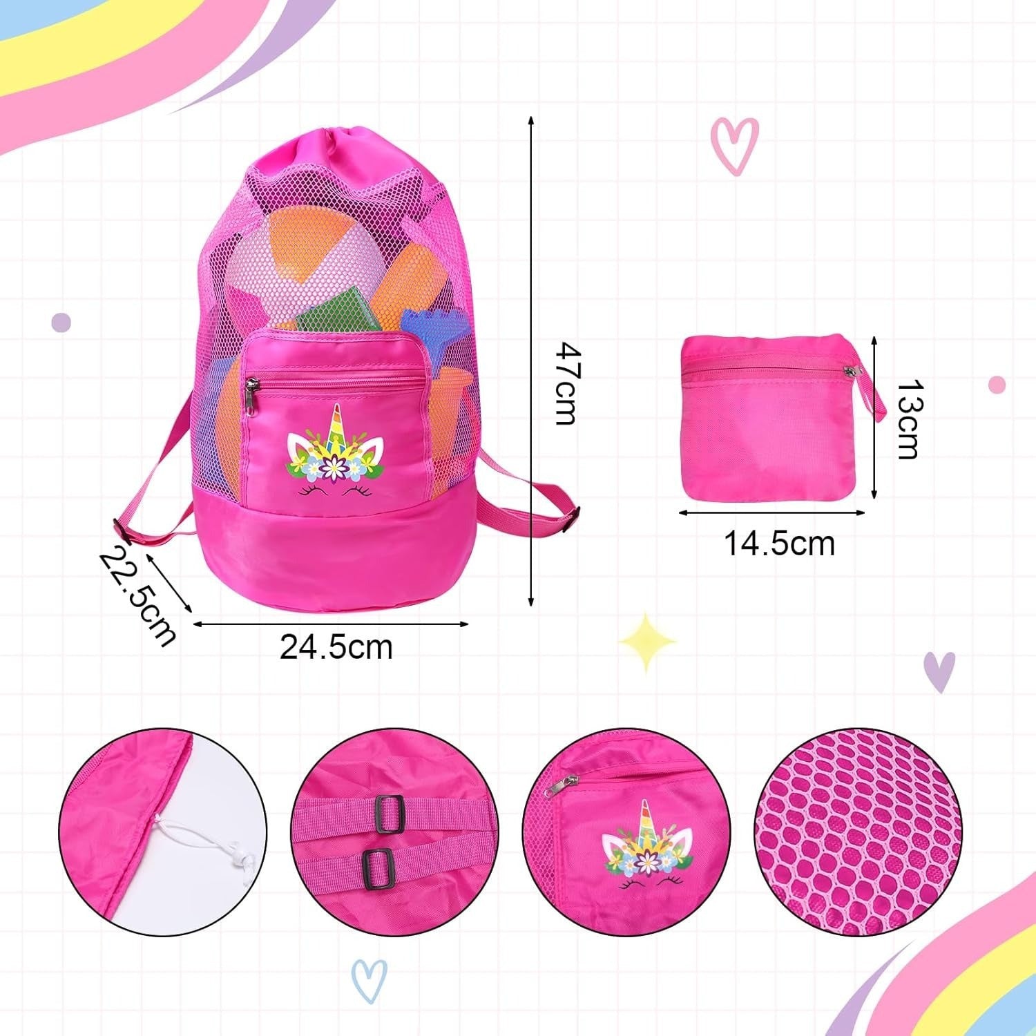 Sac de plage, Sac Mesh Beach, Sac de jeu de plage, Sac de rangement pliable, Sac à sable en nylon pour piscine T