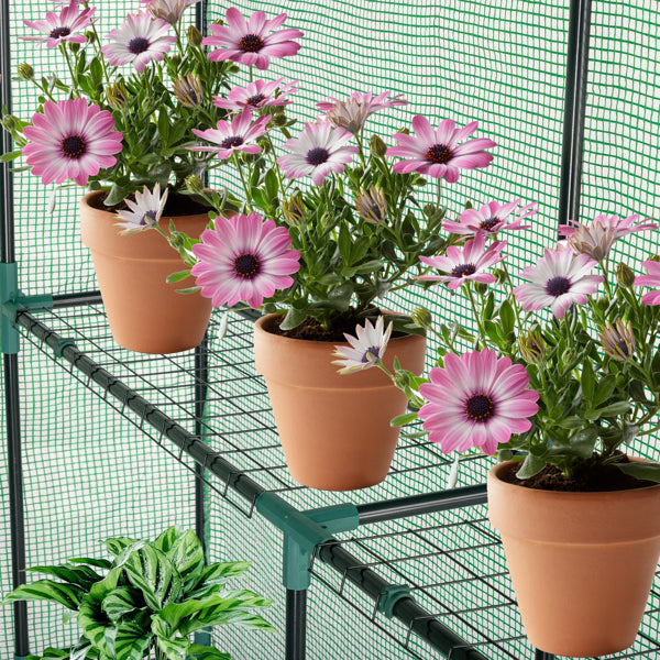 143x143x195cm Tube en fer noir Steeple avec 8 pièces Grille Fleur Stand avec fermeture à glissière