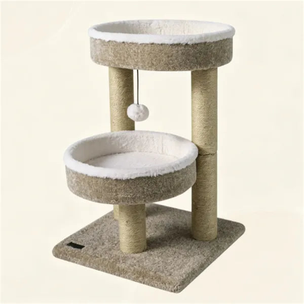 Arbre de chat compact de 24 pouces avec 2 perches en peluche