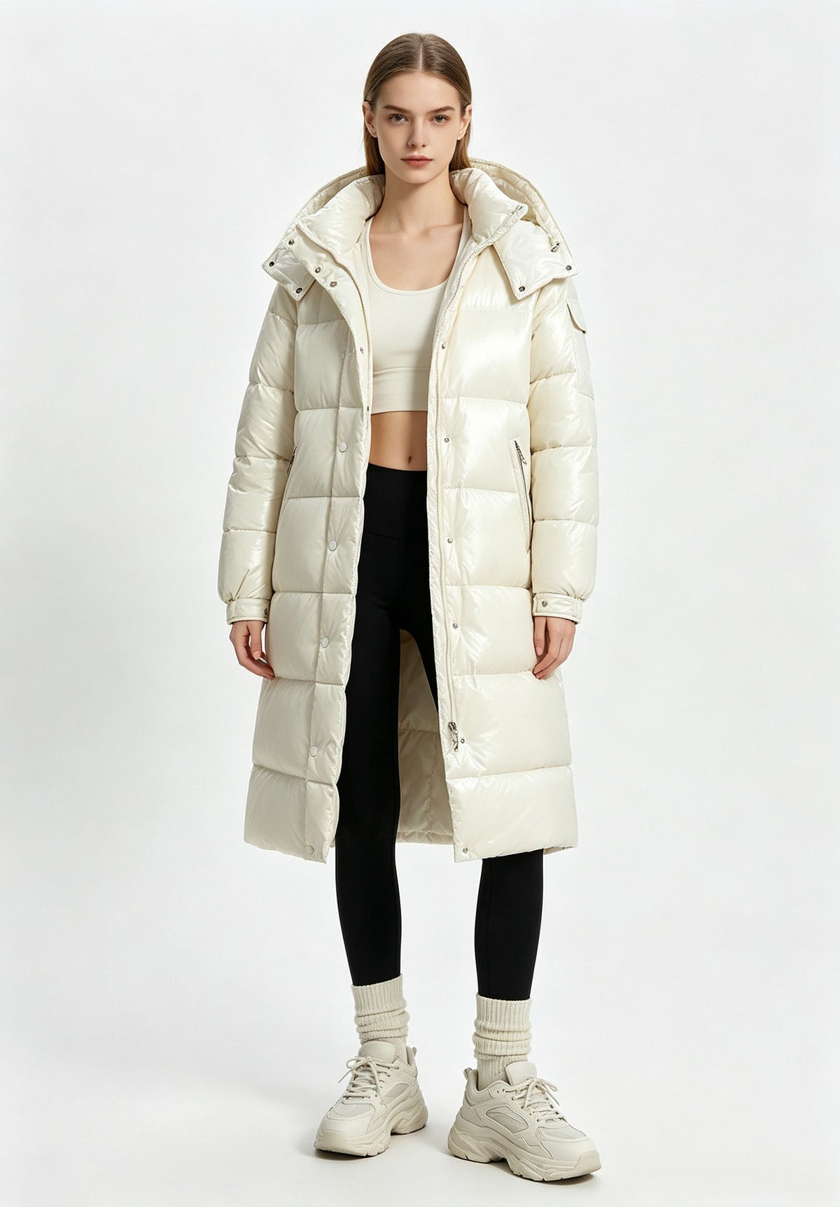 Manteau de coton rembourré à longues capuches