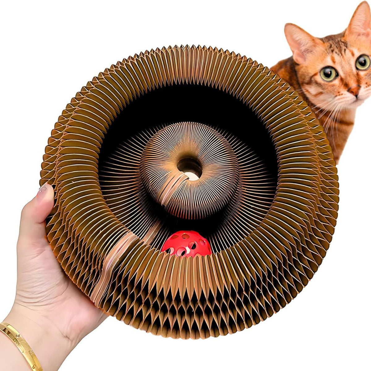 Cat Toy with Bells Accordion-Style Scratching Post for Cats