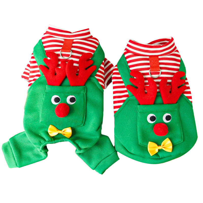 Chien de Noël Chats Coats Robe Déguisement Elk Pocket Sweatshirt Teddy Bichon Puppy Ki