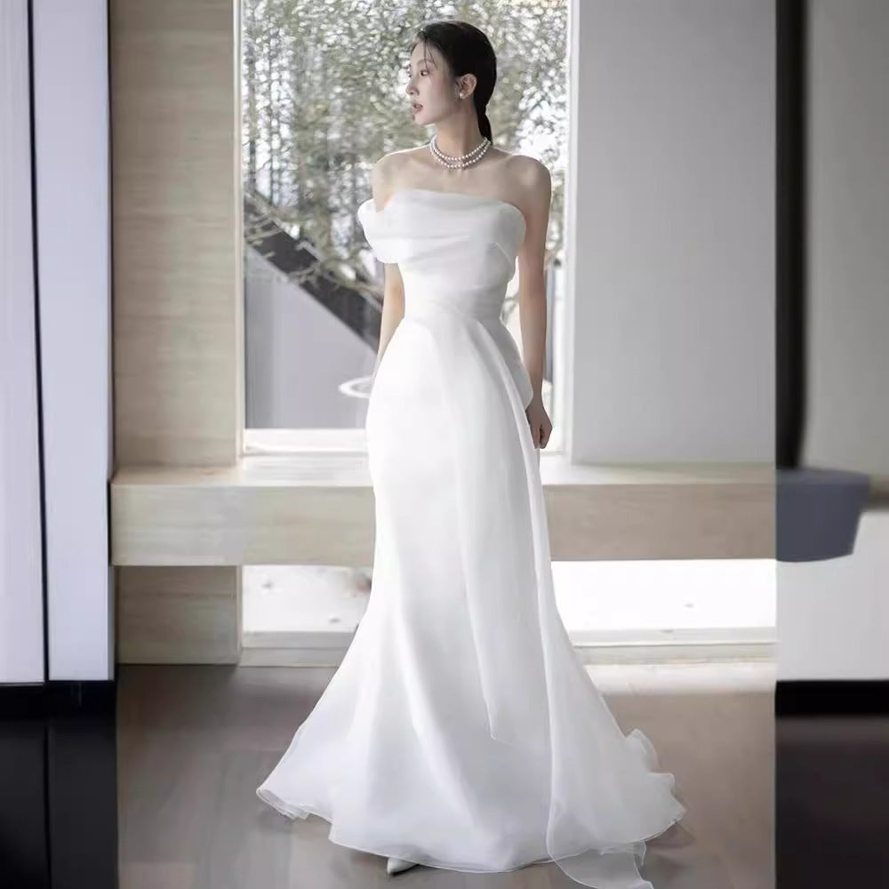 Robe de mariée légère française hors-épaule