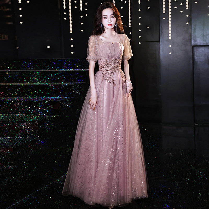 Fête des banquets d'anniversaire Elegant Socialite Hôte Fée Slim Robe de soirée pour les femmes
