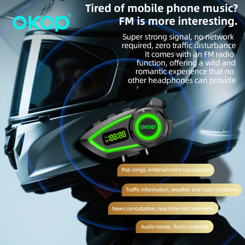 KP-290 Casque de moto Bluetooth casque Intercom Musique imperméable Bruit Annulation Di