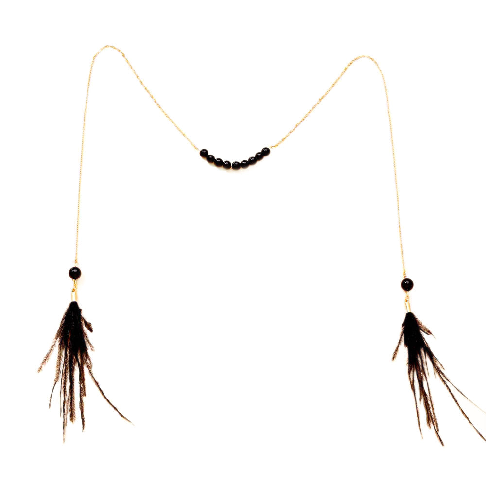 Feather Tassel Nez Chain Vintage Perled Style No Ear Piercing Required