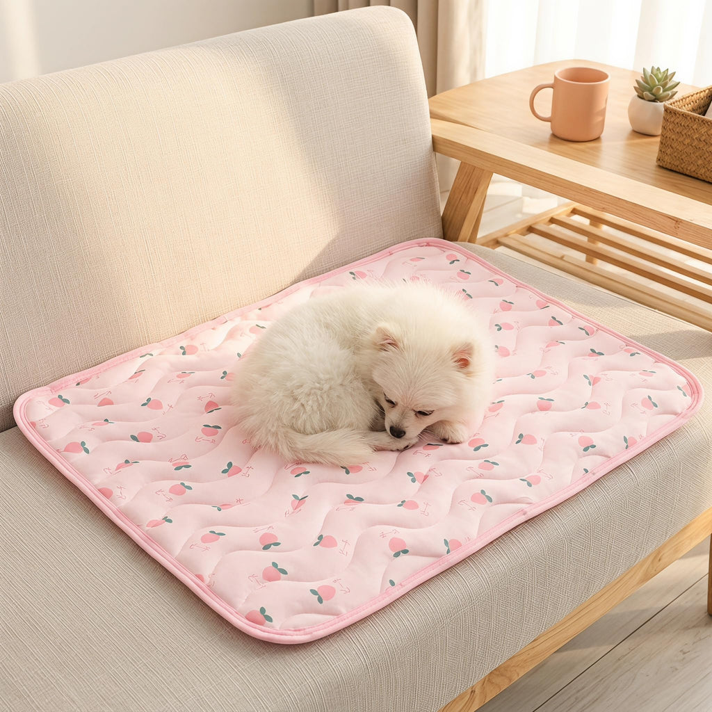 Tapis auto-refroidissant pour chiens et chats Pad de refroidissement pliable d'été avec impression de fruits lavable