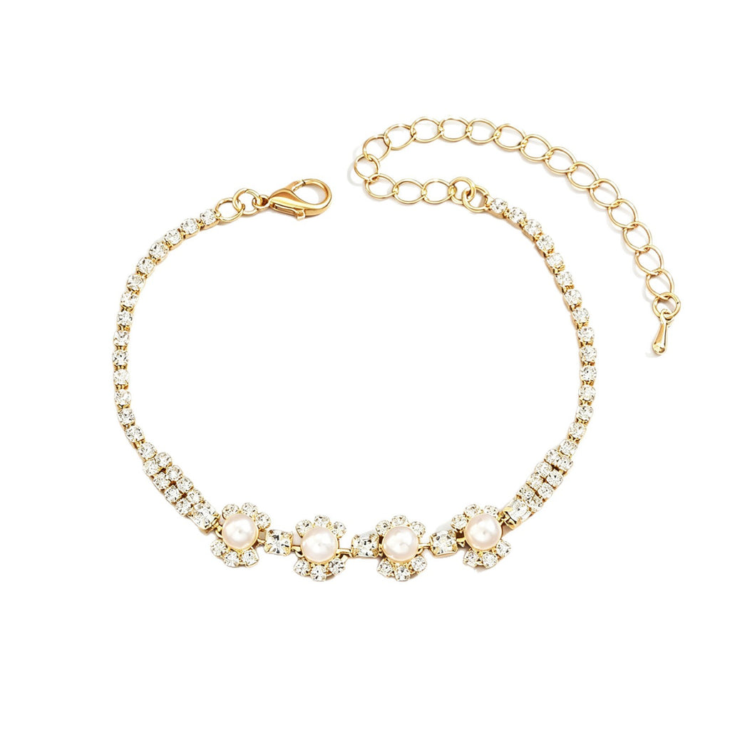 Femmes Floral Simulated Pearl Bracelet de tennis