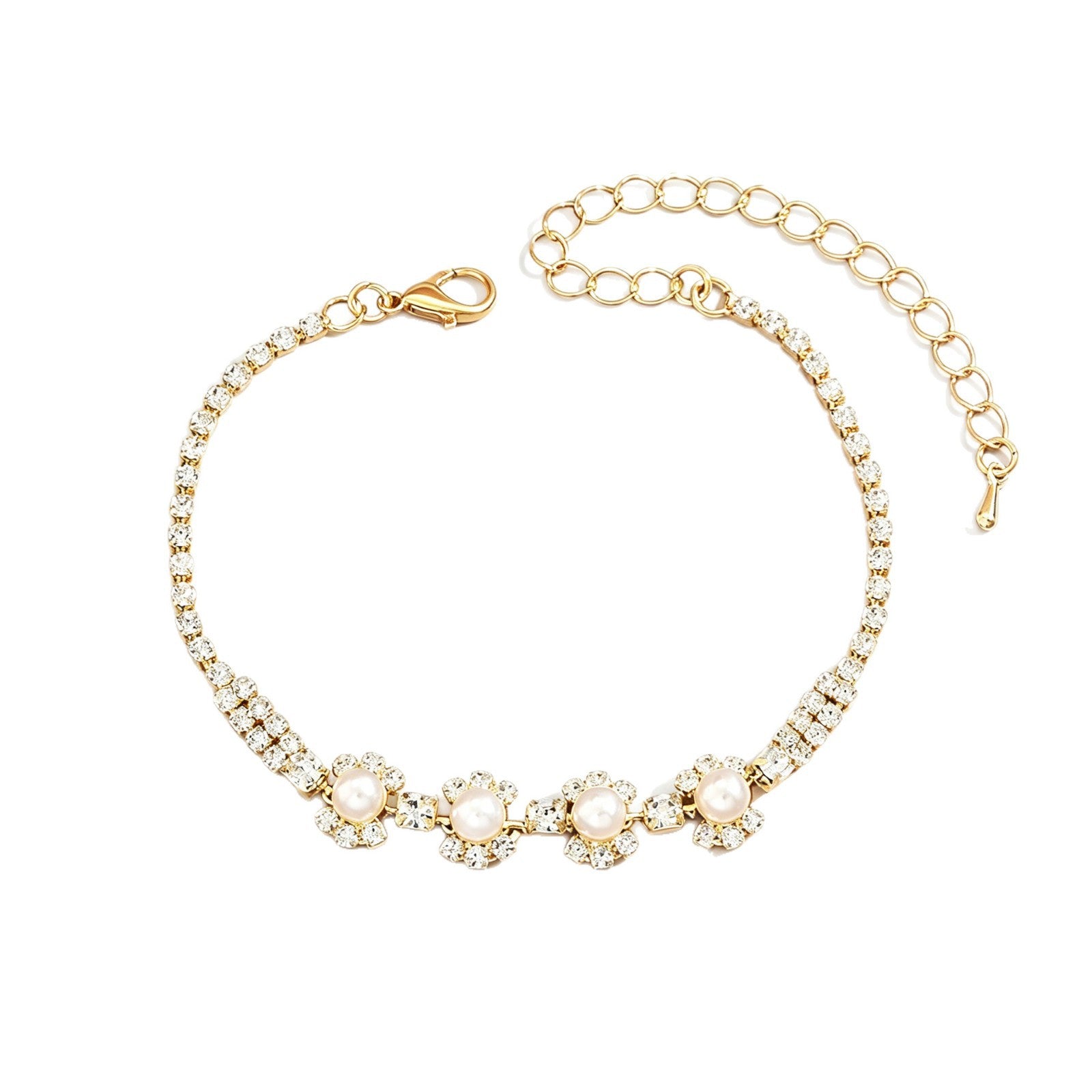Femmes Floral Simulated Pearl Bracelet de tennis