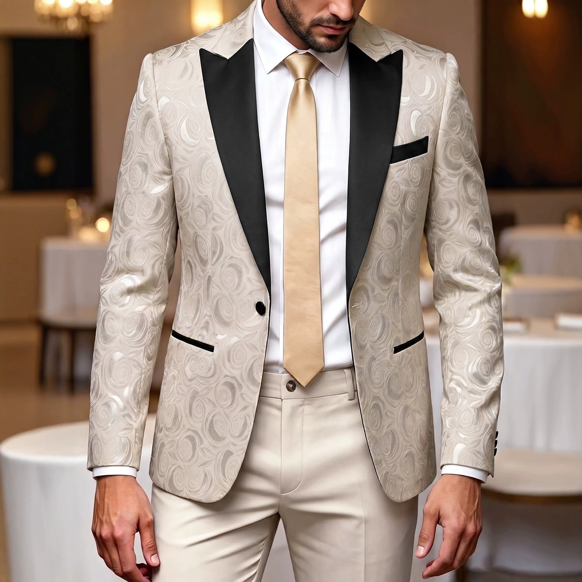 Homme Élégant costume formel Jacquard pour banquets Et les fêtes